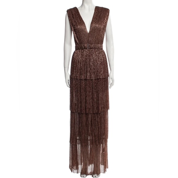 Sabina Musayev Skylar gown dress black gold bronze metallic - Picture 1 of 6